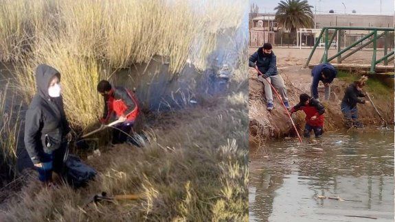 Jóvenes limpiaron la Laguna del Oeste: Había desde ollas a pañales