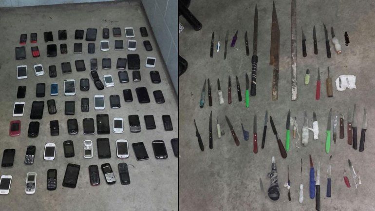 También incautaron ropa de guardiacárceles. Investigan un intento de fuga.