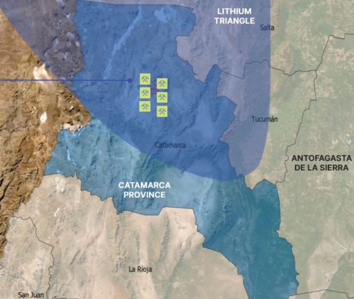 Los yacimientos que explota el “joint venture” conformado por alemana DEM y la australiana LMC. (Gráfico: LMC) Los yacimientos que explota el “joint venture” conformado por alemana DEM y la australiana LMC. (Gráfico: LMC)