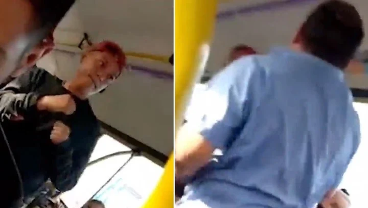Video: un chofer y un vendedor a las piñas arriba de un colectivo