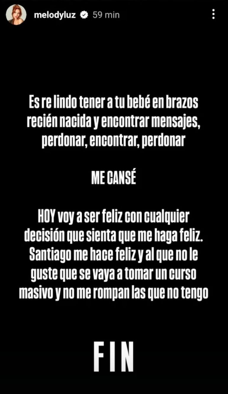 El comunicado de Melody Luz El comunicado de Melody Luz