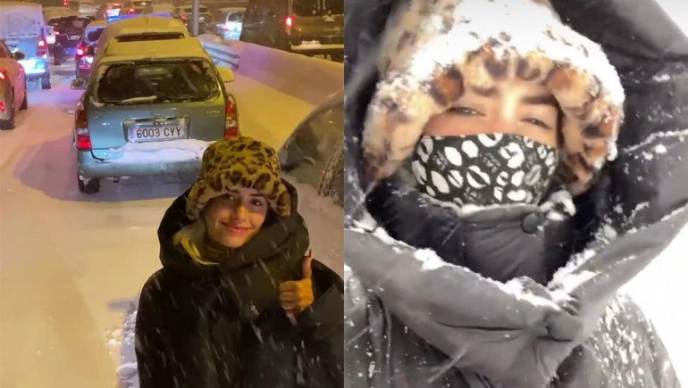 Lali quedó atrapada en su auto en la tormenta de nieve que sacude a Madrid