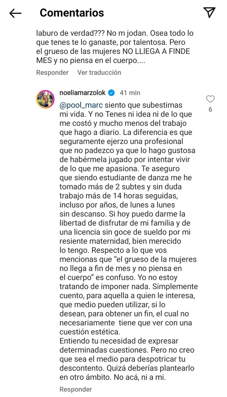 El enojo de Noelia Marzol tras los ataques por su entrenamiento
