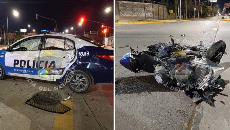 Motociclista chocó con un móvil de la Policía: ¿Alguien pasó en rojo?