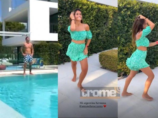 Videos: Messi en la pile escuchando Trueno y el bailecito de Antonela