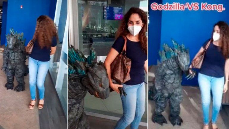 Niño se disfrazó de Godzilla y causó impacto en TikTok.