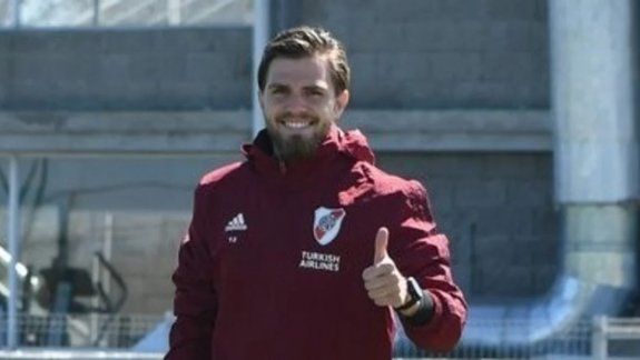 Eze Centurión en la práctica de River de este martes.