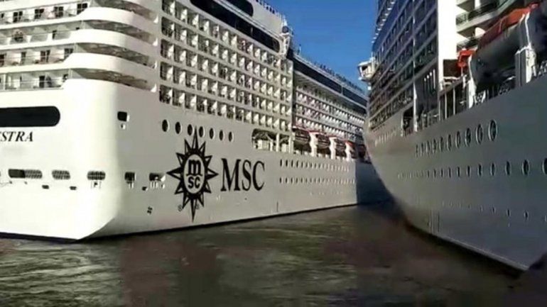 Insólito: dos cruceros chocaron en el puerto de Buenos Aires