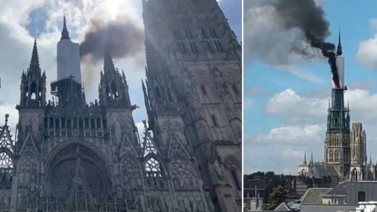 Francia: se incendió la catedral de Notre Dame en Rouen