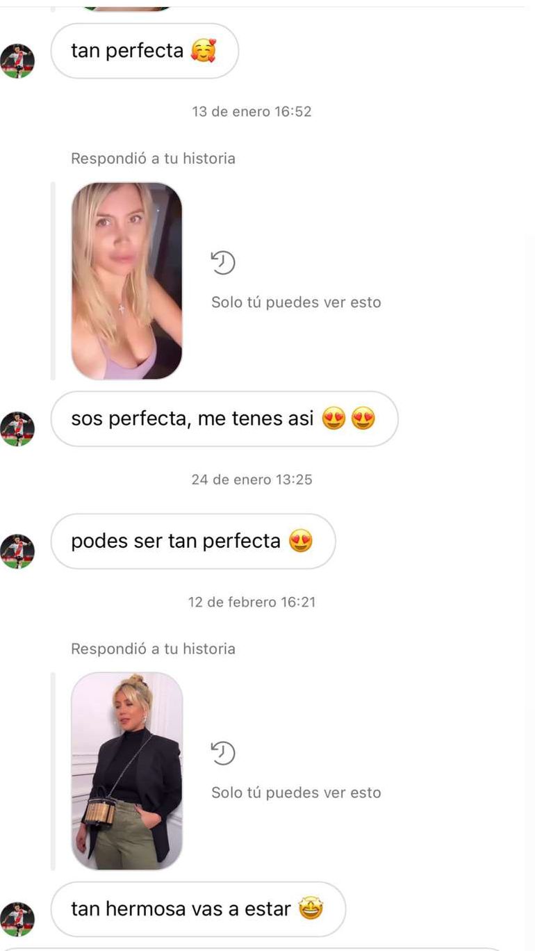 Los mensajes que le envió Esequiel Barco a Wanda Nara. 