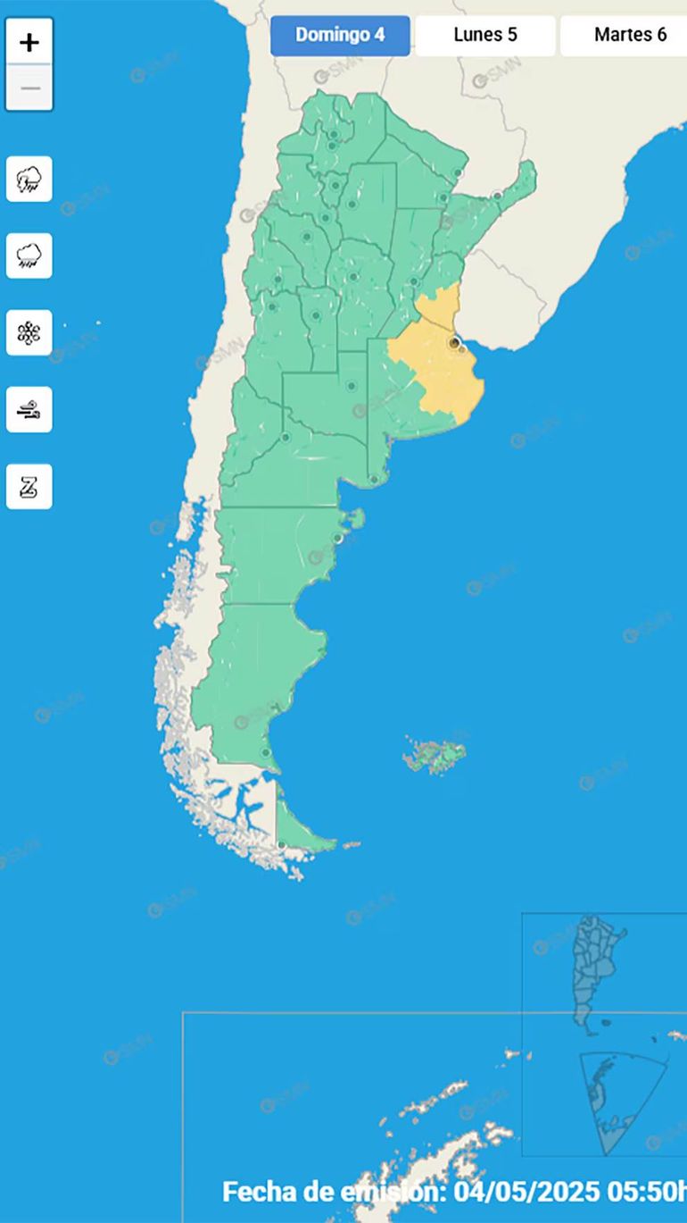 El Servicio Meteorológico Nacional emitió una alerta por tormentas para varias localidades de las provincias de Entre Ríos y Buenos Aires.
