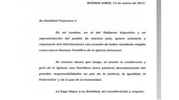 cristina envia sus felicitaciones a bergoglio cristina envia sus felicitaciones a bergoglio