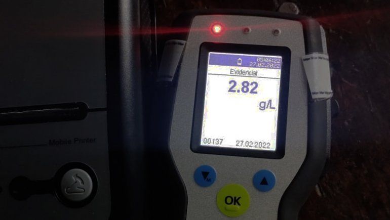 Finde XXL: atraparon a un conductor con 2,82 alcohol