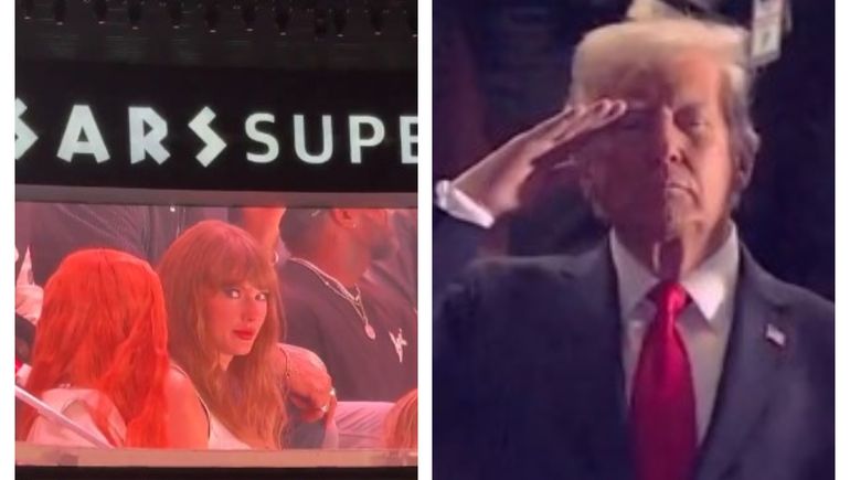 Trump fue ovacionado en el Super Bowl y se burló de Taylor Swift