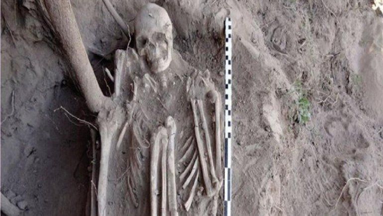Restos humanos conseguidos en las tumbas de Catamarca.