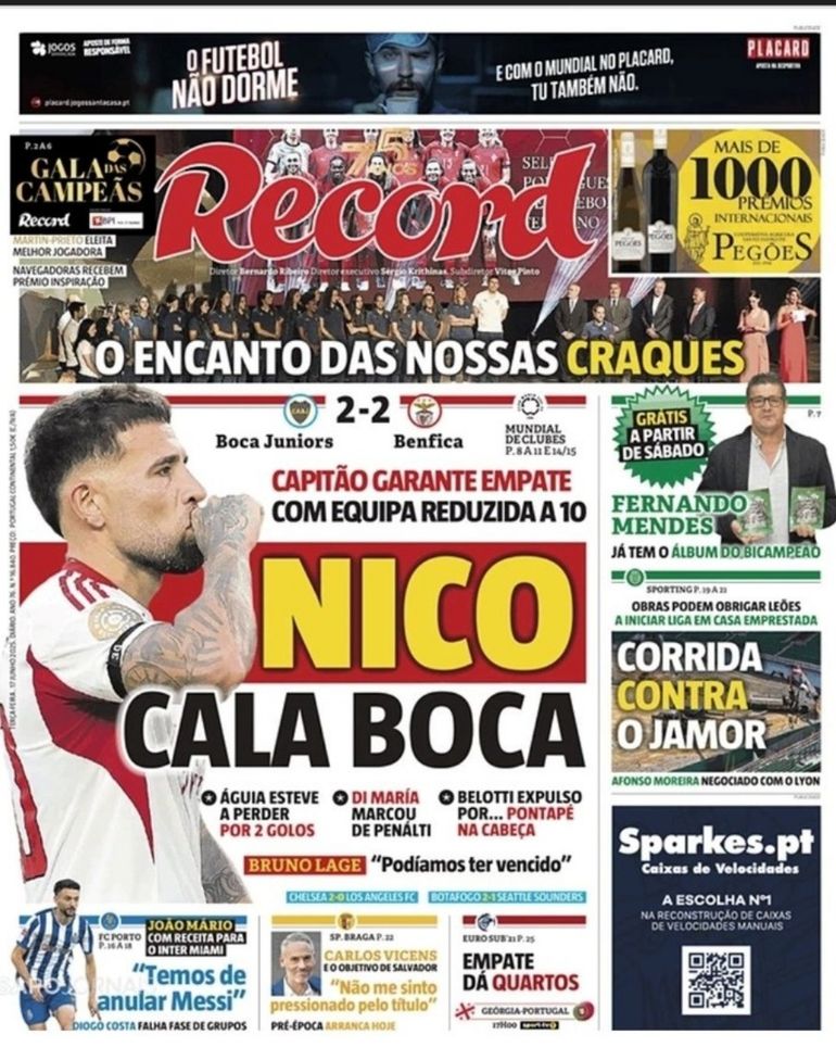 Los medios de Portugal reaccionaron ante Boca Los medios de Portugal reaccionaron ante Boca