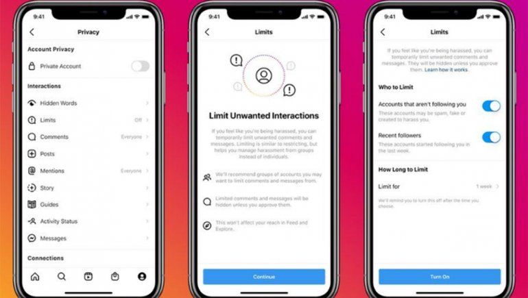 Instagram lanza límites para ocultar los mensajes abusivos