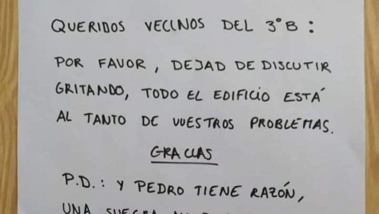 Viral: se hartó de las peleas de sus vecinos y pegó un gracioso cartel