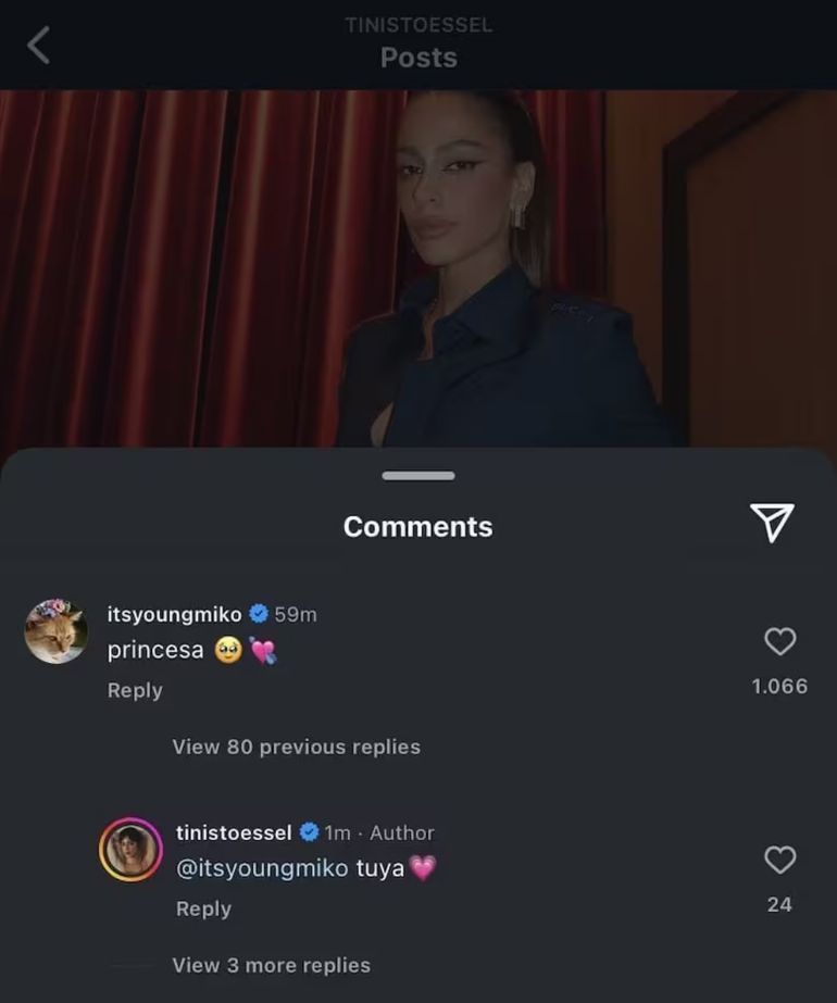 La interacción de Tini Stoessel y Young Miko que despertó rumores de romance La interacción de Tini Stoessel y Young Miko que despertó rumores de romance