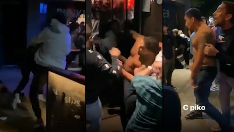 Video: piñas y botellazos en la puerta de un boliche