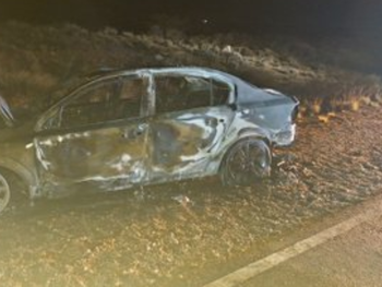impactante incendio en ruta 17: un auto se prendio fuego y quedo destruido