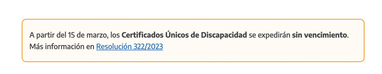 En marzo de 2023 el Estado Nacional determinó que los CUD (certificados únicos de discapacidad) se emitan sin fecha de vencimiento. En marzo de 2023 el Estado Nacional determinó que los CUD (certificados únicos de discapacidad) se emitan sin fecha de vencimiento.