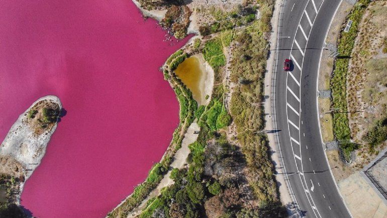 El lago rosa que es tendencia en YouTube