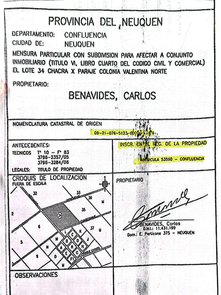 Entre los infractores del loteo figura Carlos Benavides, con una deuda total superior a 22,6 millones de pesos, según el registro municipal. Esa persona sería la que en su momento tenía un boleto de compraventa con los uno de los hijos de la sucesión Fava. Entre los infractores del loteo figura Carlos Benavides, con una deuda total superior a 22,6 millones de pesos, según el registro municipal. Esa persona sería la que en su momento tenía un boleto de compraventa con los uno de los hijos de la sucesión Fava.