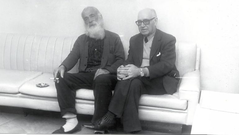 Don José Carol junto a Bartolomé Laffitte. El padre de Alfredo fue el primer 