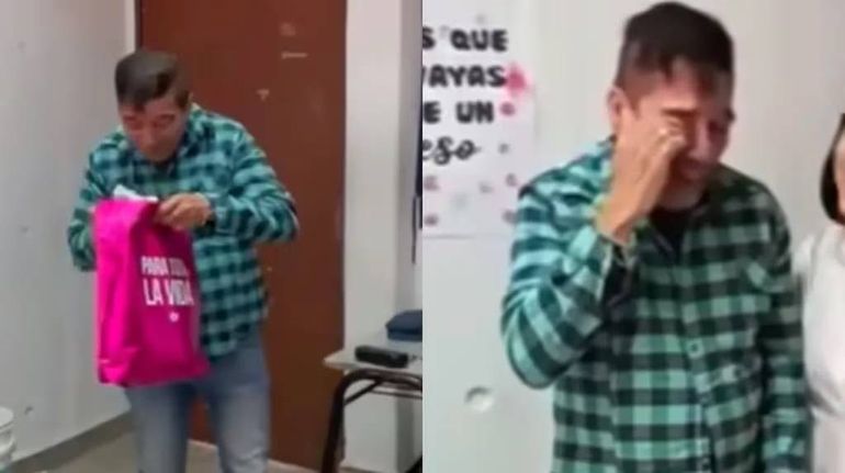 Alumnos sorprendieron al profesor con un regalo y su reacción emocionó a todos