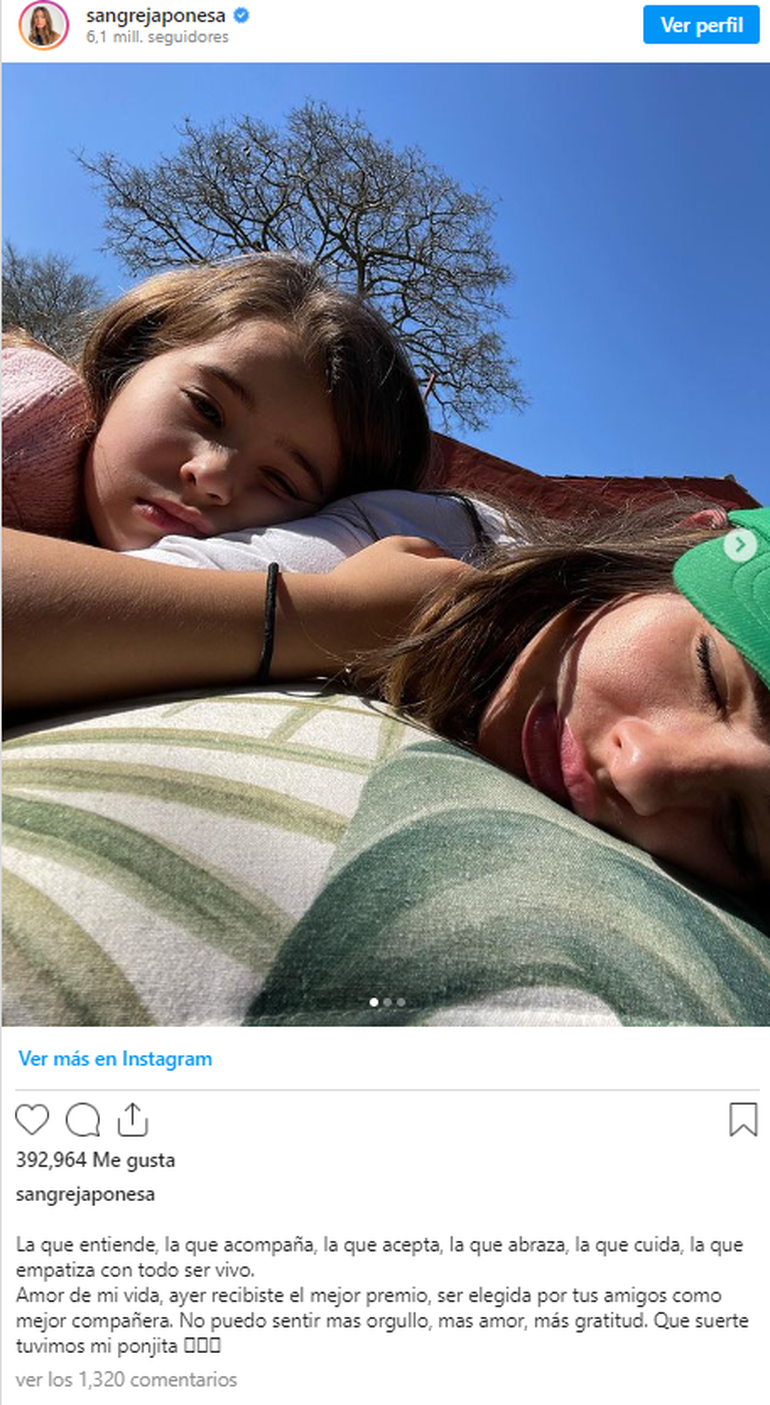 El posteo de la China Suárez.