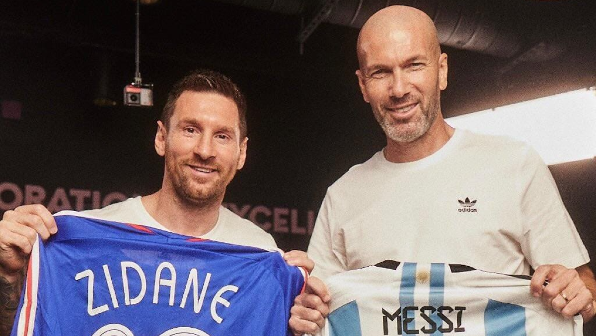 Messi y Zidane intercambiaron las camisetas históricas de sus respectivas selecciones.&nbsp;