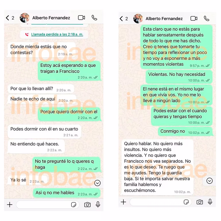 Las últimas conversaciones filtradas entre Alberto Fernández y Fabiola Yañez. Las últimas conversaciones filtradas entre Alberto Fernández y Fabiola Yañez.