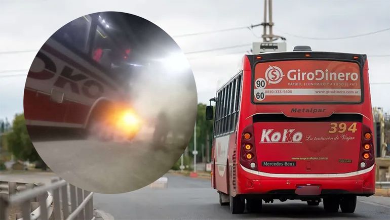 Un colectivo KoKo que iba de Cipolletti a Regina se prendió fuego