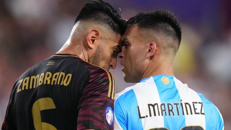 Lo dejaron desnudo: el video viral de la pelea de Lautaro Martínez y los defensores peruanos
