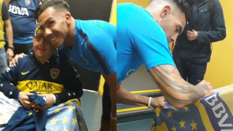 Francis cumplió su sueño de conocer a Carlitos Tevez en la Bombonera