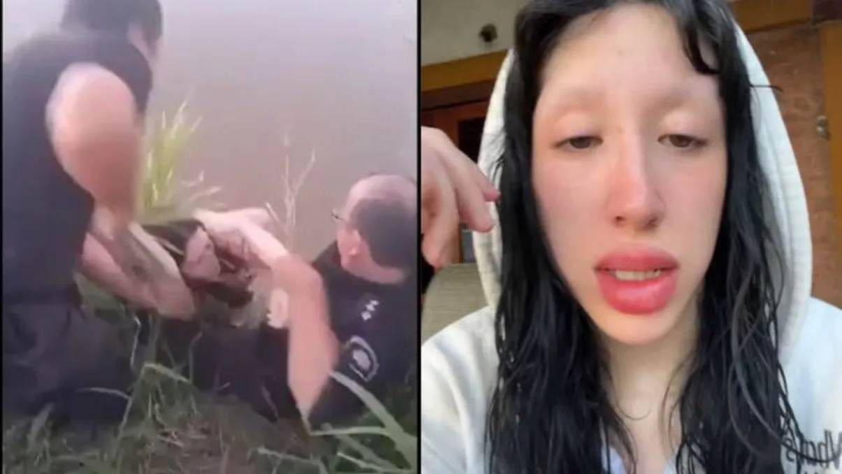La influencer Milky Dolly casi muere ahogada en un río y fue rescatada por la policía: video viral