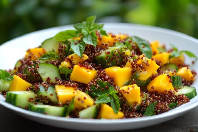 Ensalada con quinoa deliciosa y fácil de hacer. Refrescante y nutritiva. Ensalada con quinoa deliciosa y fácil de hacer. Refrescante y nutritiva.