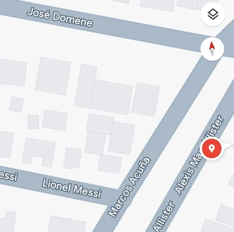 Las calles del barrio Limay aparecen con nombres de los ídolos de Qatar 2022 en Google Maps. Las calles del barrio Limay aparecen con nombres de los ídolos de Qatar 2022 en Google Maps.