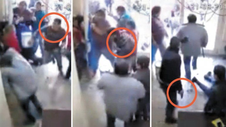 Las capturas de video muestran la secuencia de forcejeos entre la Policía y los manifestantes y cuando Bastidas recibe el disparo de bala (arriba). En la última toma