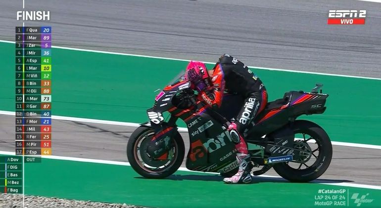 Espargaró pensó que había terminado la carrera y se quedó sin subir al podio