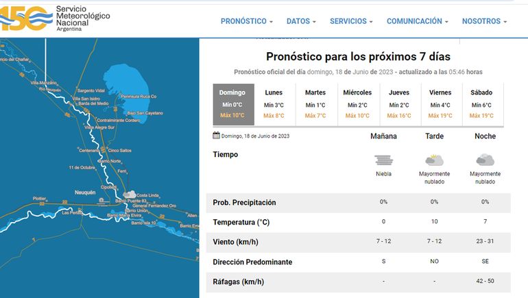 El pronóstico del tiempo para Neuquén. El pronóstico del tiempo para Neuquén.