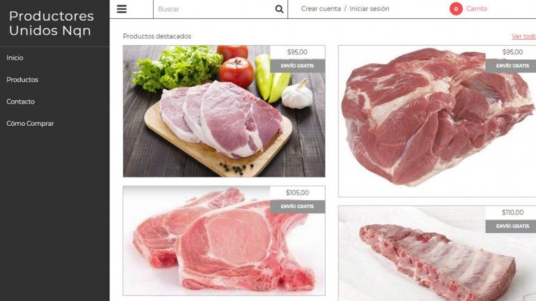 El sitio web con el catálogo de los productos porcinos.