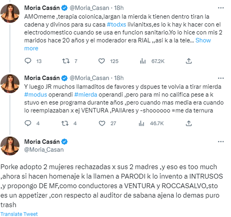 Moria Casán opinó sobre Rial