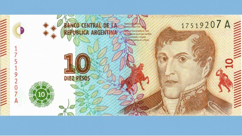 El nuevo billete de 10 pesos.