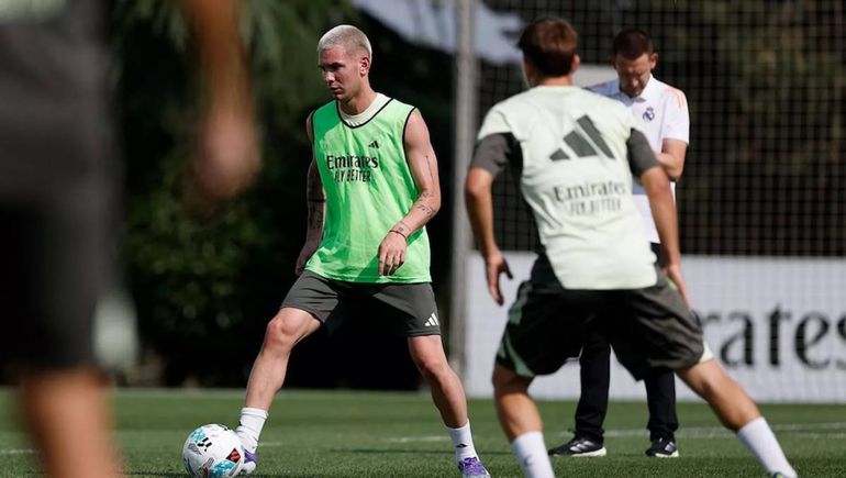 La felicidad de Franco Mastantuono tras completar su primer entrenamiento con el Real Madrid