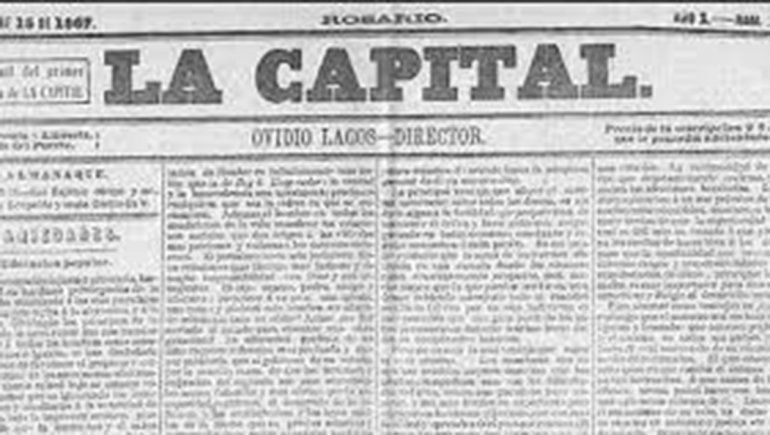 La primera edición del diario La Capital en 1867.