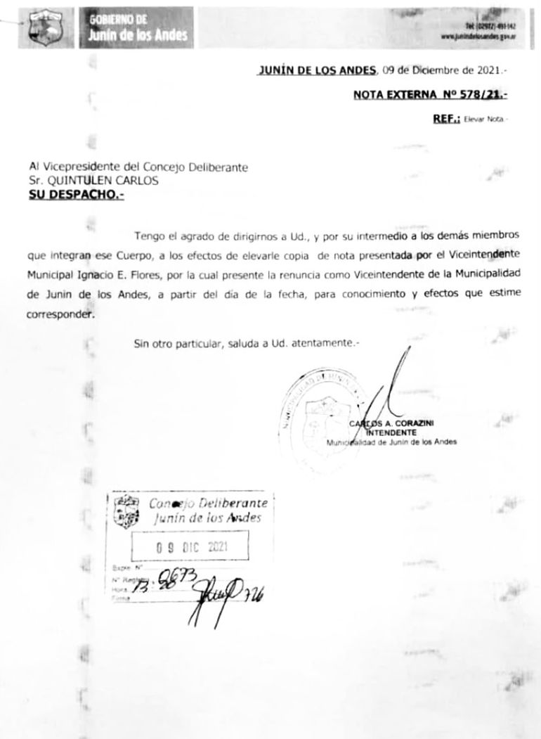 La aceptación de la renuncia del viceintendente de Junín de los Andes lo habilita a ser candidato por su ciudad.