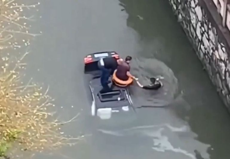 El militar retirado liberó al conductor y lo acompañó hasta la orilla del río. El militar retirado liberó al conductor y lo acompañó hasta la orilla del río.