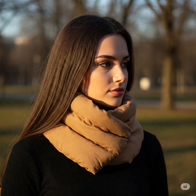 Las puffer scarves –o bufandas acolchonadas- van en camino a transformarse en el accesorio estrella en el invierno 2025 y dejarían atrás las clásicas bufandas.